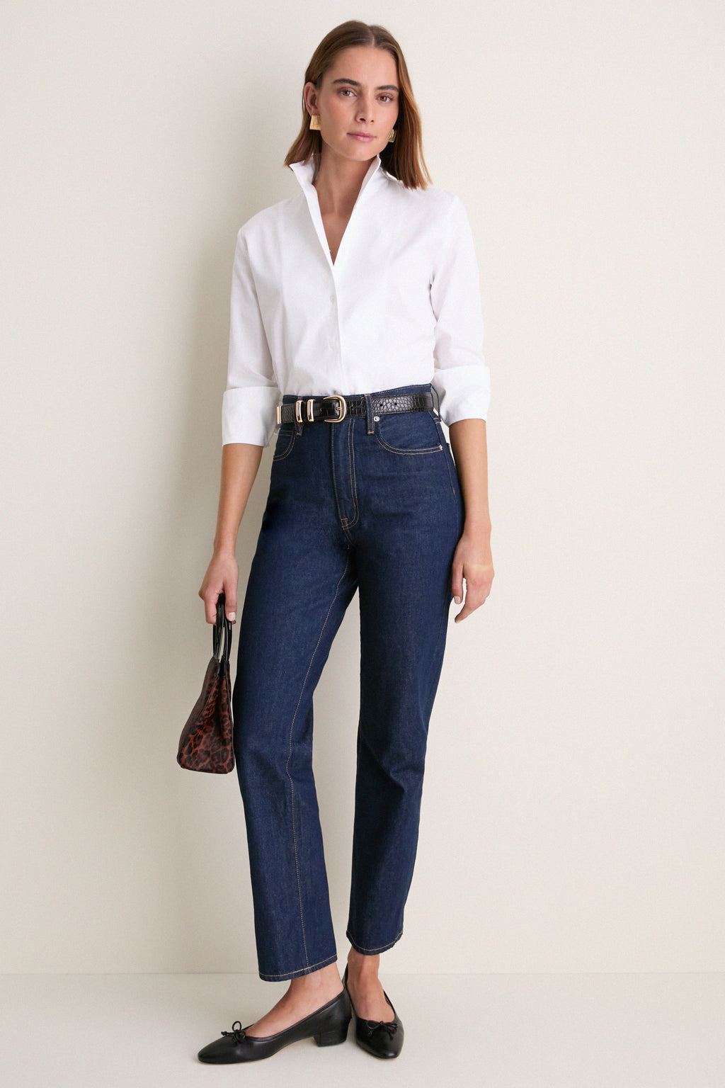 Black Leather Bree Ballet Flats