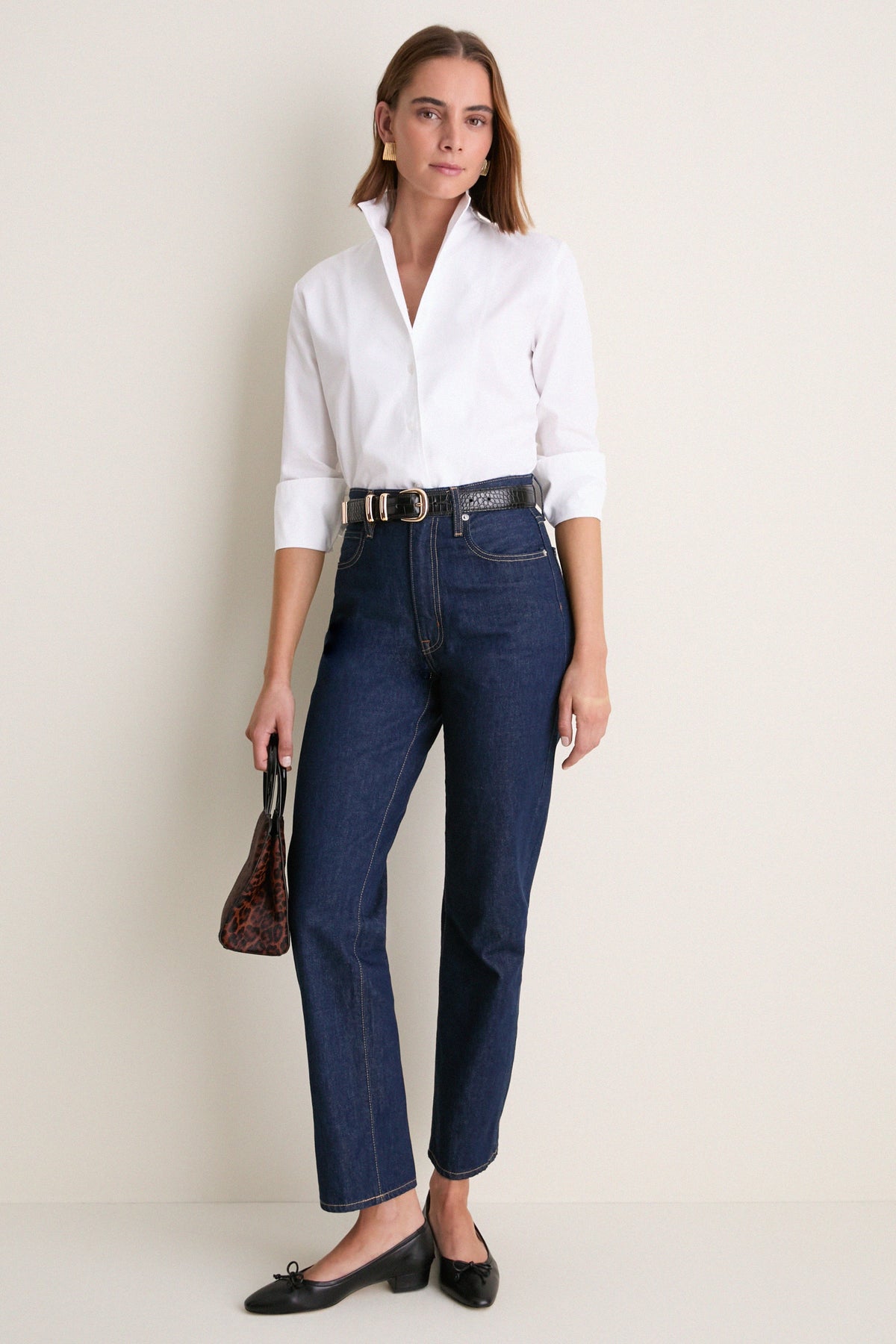 Black Leather Bree Ballet Flats