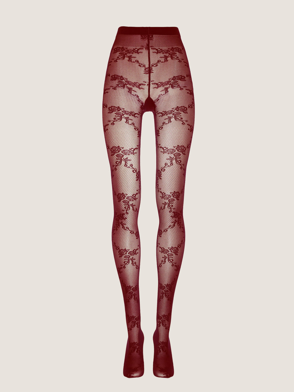 Bordeaux Floral Lace Tights