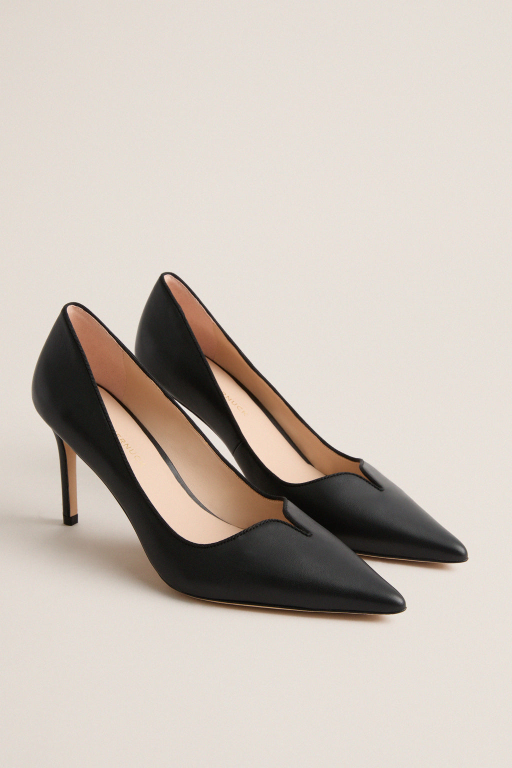Black Leather Penelope Heels