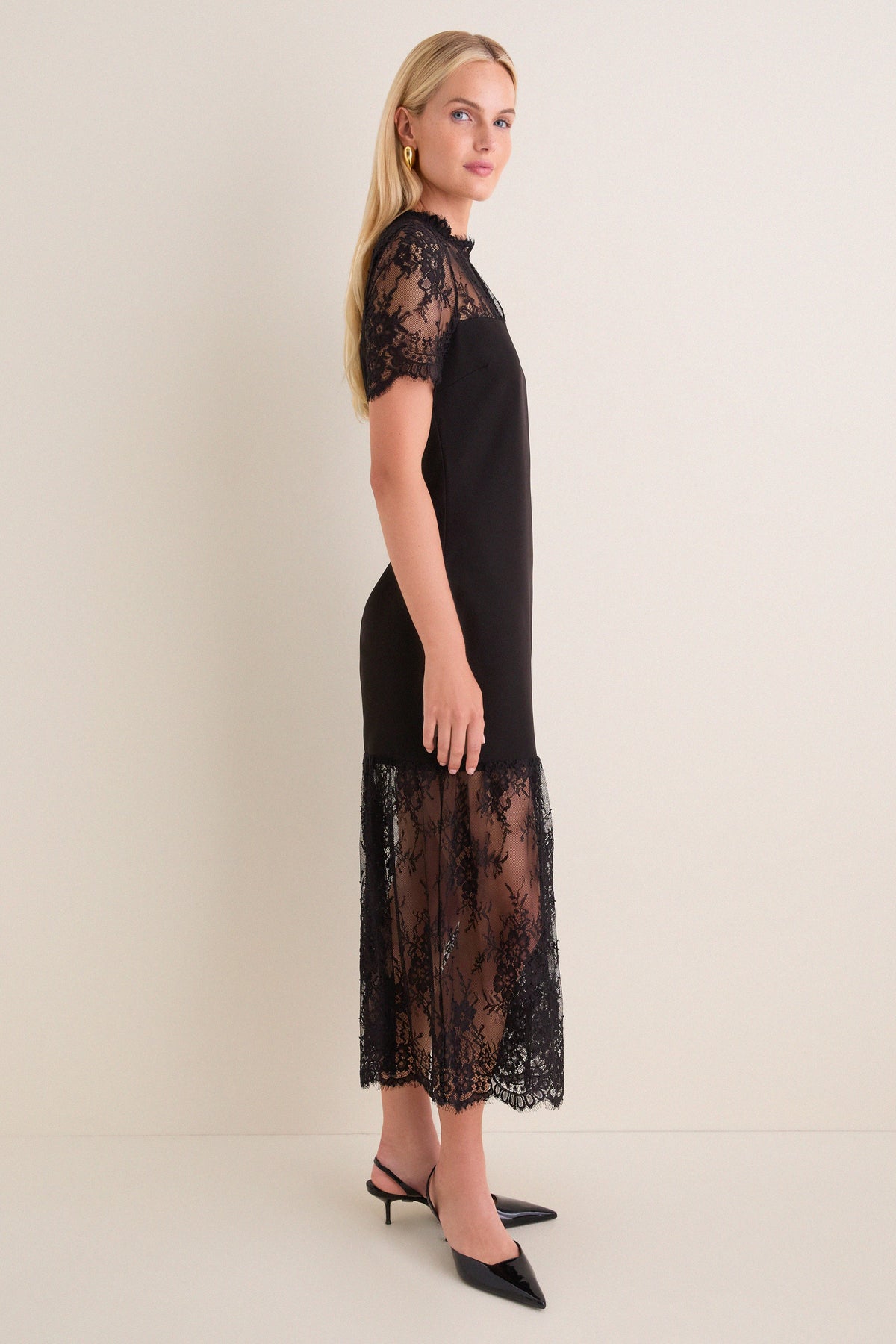 Black Lace Adelia Midi Dress