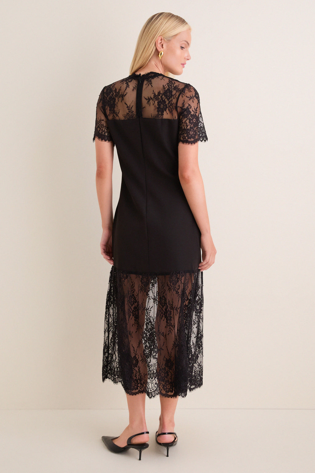 Black Lace Adelia Midi Dress