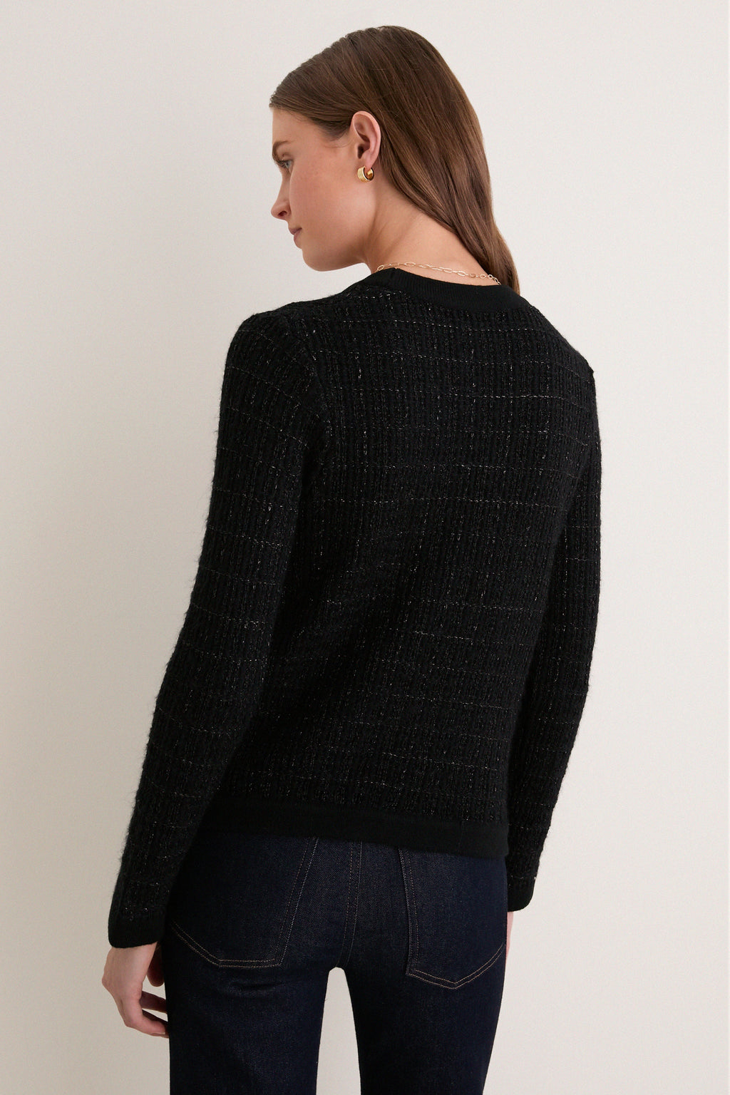 Black Tessa Tweed Cardigan
