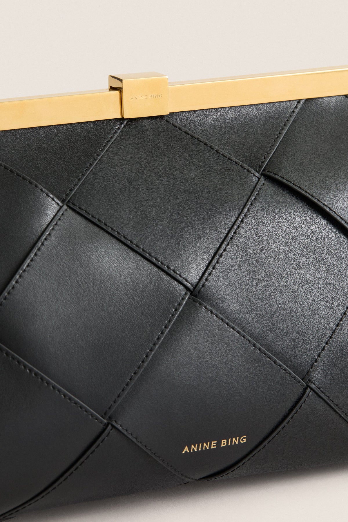 Black Braided Leather Anine Clutch