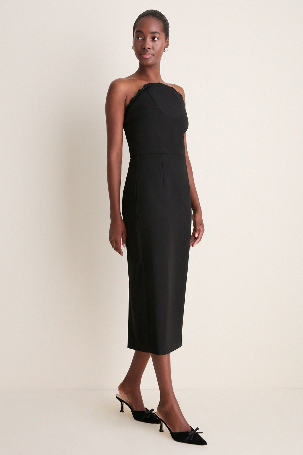 Black Valletta Sculptural Midi Dress
