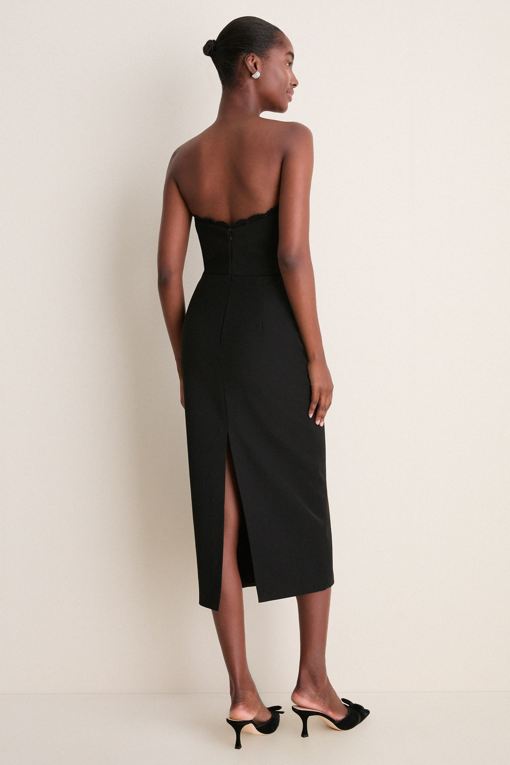 Black Valletta Sculptural Midi Dress