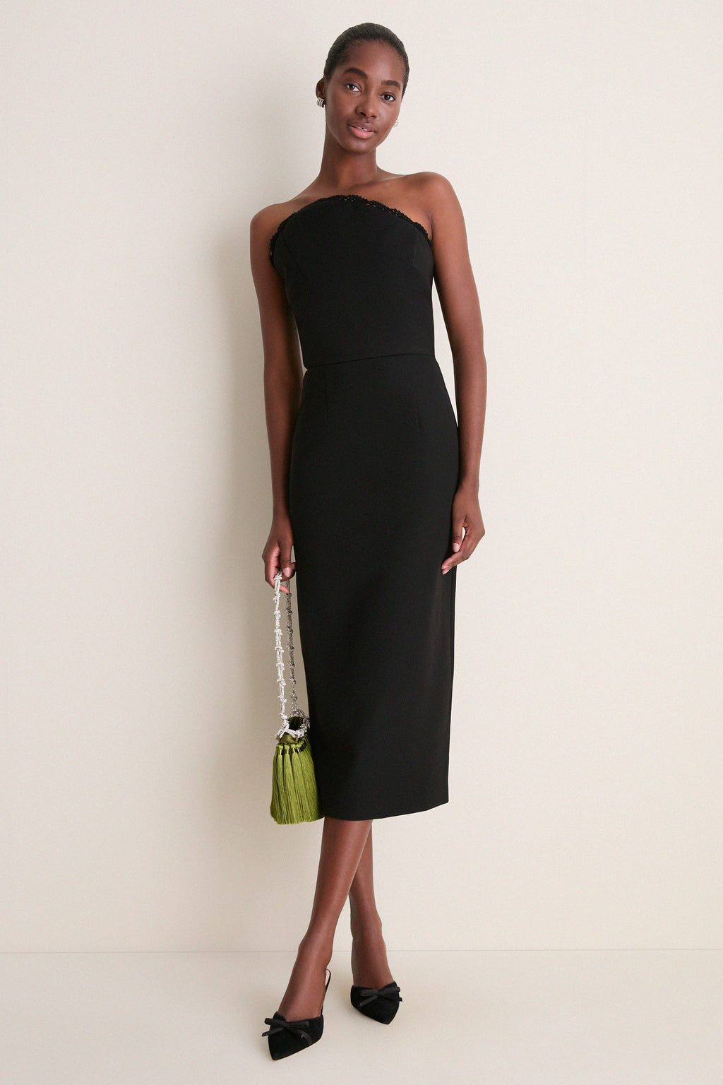 Black Valletta Sculptural Midi Dress