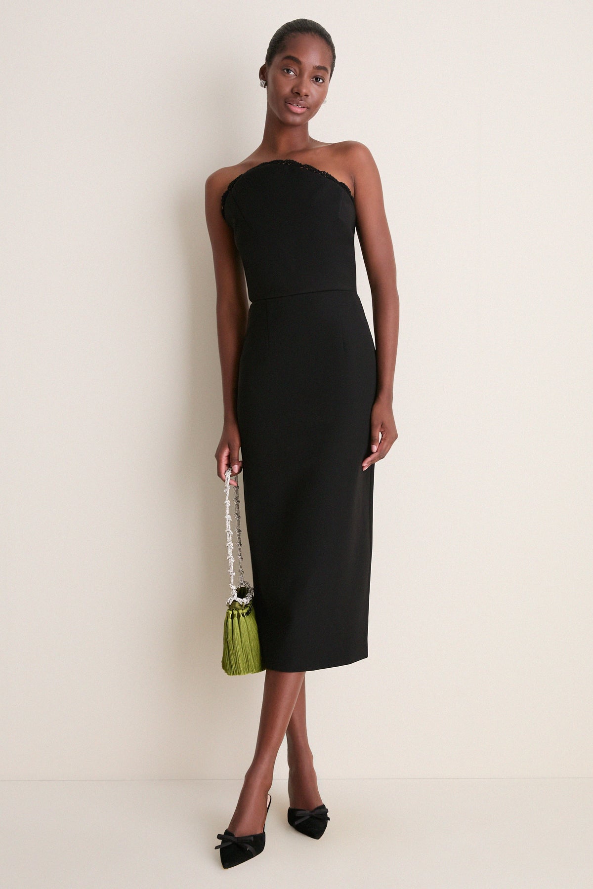 Black Valletta Sculptural Midi Dress