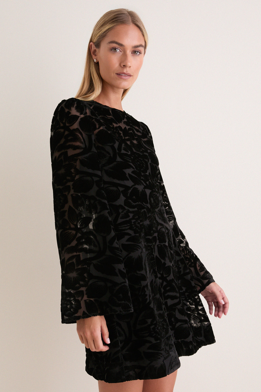 Black Burnout Velvet Oaklynn Mini Dress