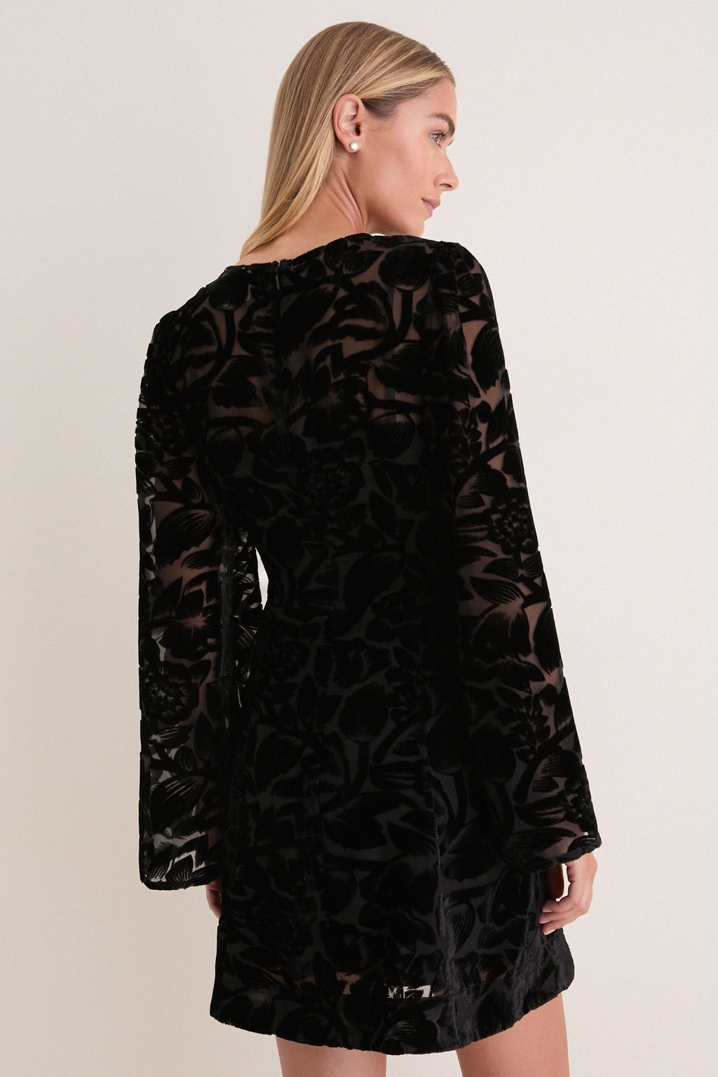 Black Burnout Velvet Oaklynn Mini Dress