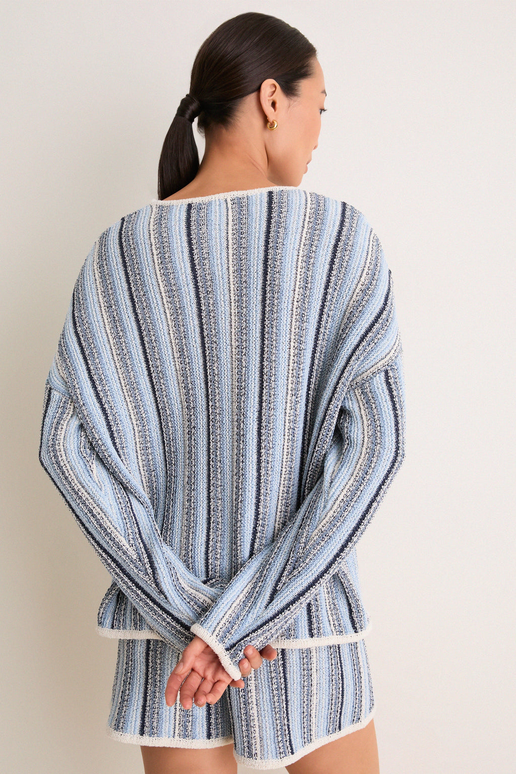 Blue Grotto Crochet Capri Crewneck
