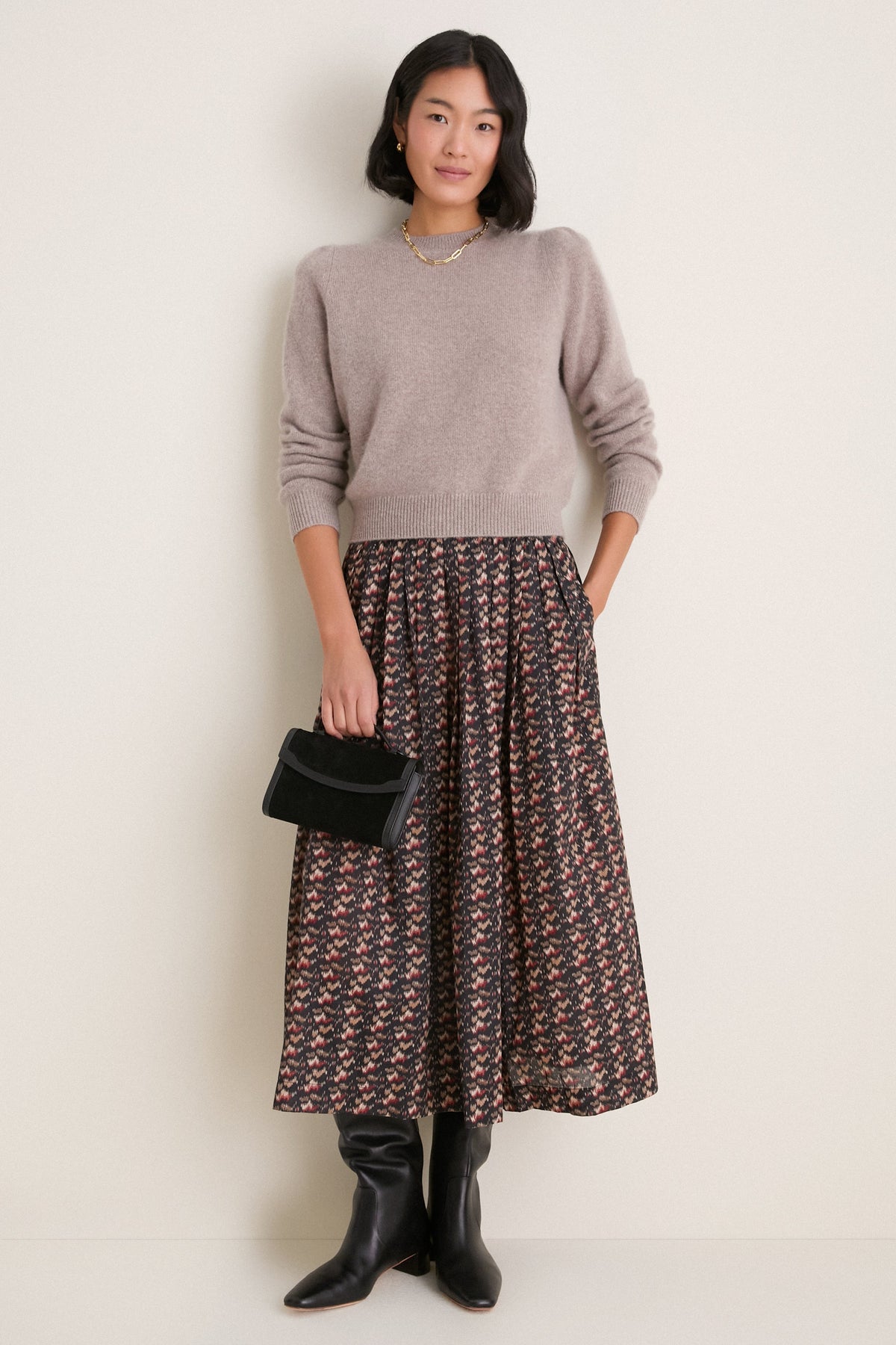 Black Western Trim Top Handle Clutch