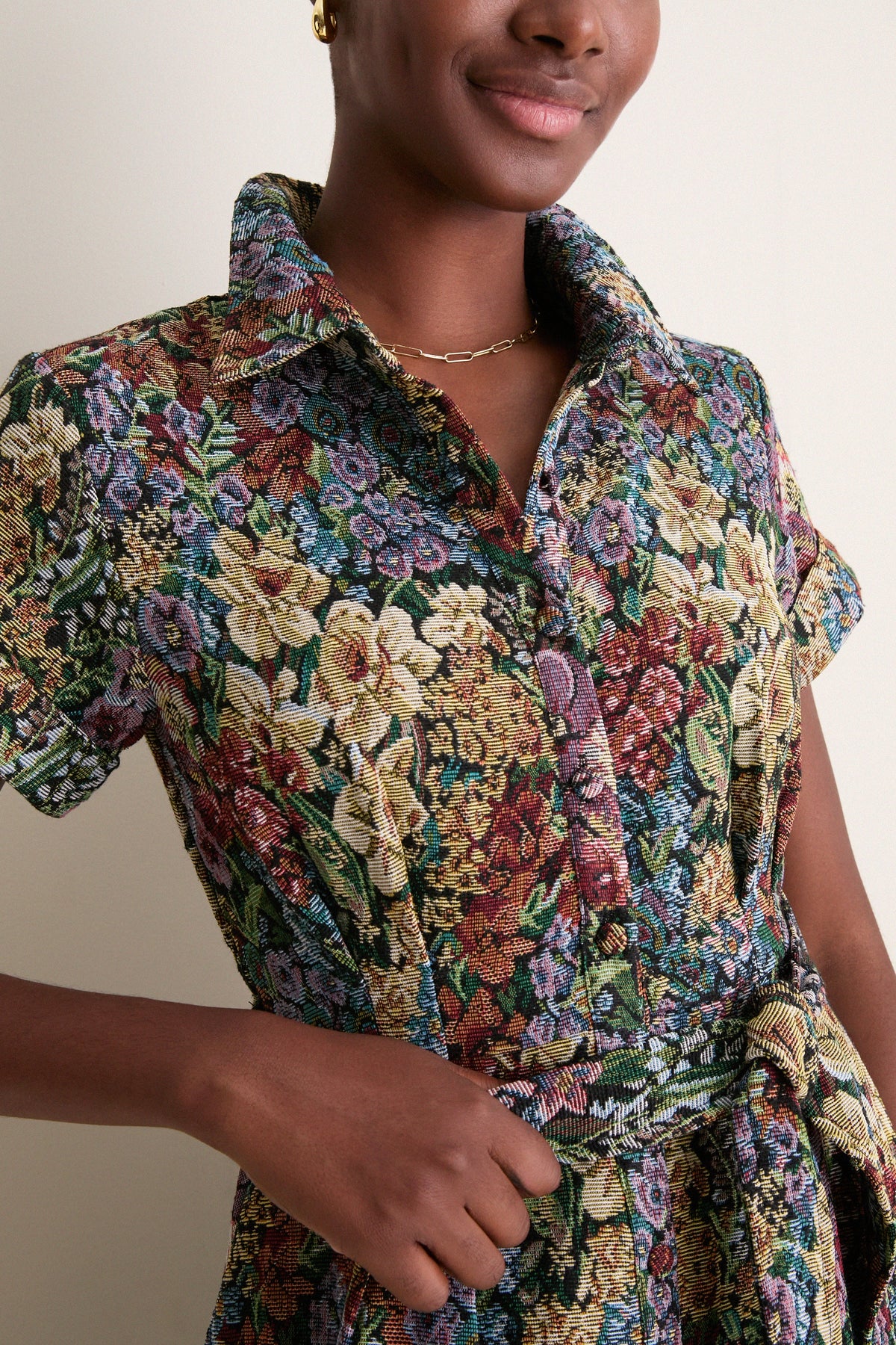 Black Multi Floral Mischa Midi Dress