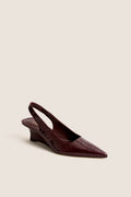 Boysenberry Patent Croc Vinnie 50 Sling Wedges