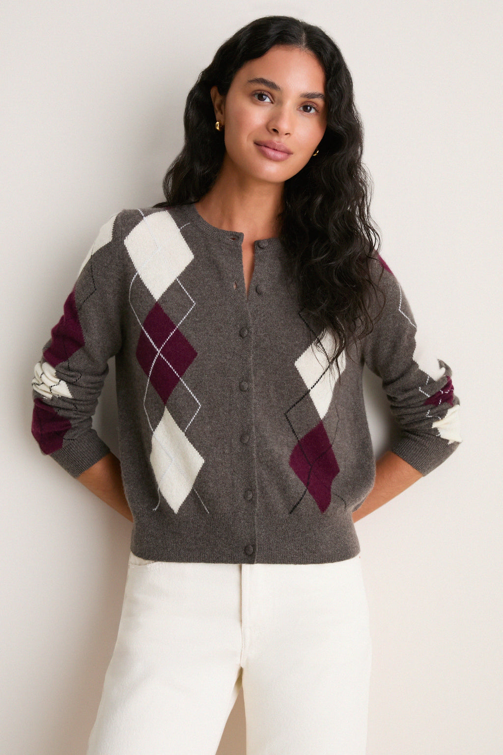 Argyle Cashmere Riley Cardigan