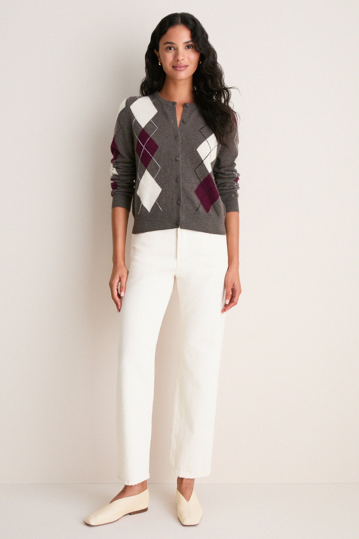 Argyle Cashmere Riley Cardigan