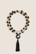 Black Beaded Tassel Necklace