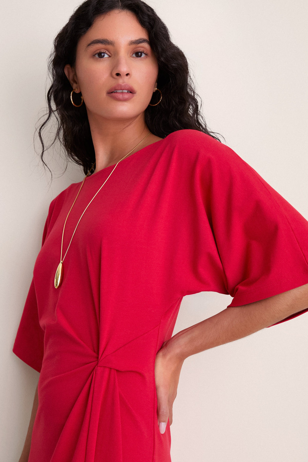 Apple Red Jersey Lisette Midi Dress