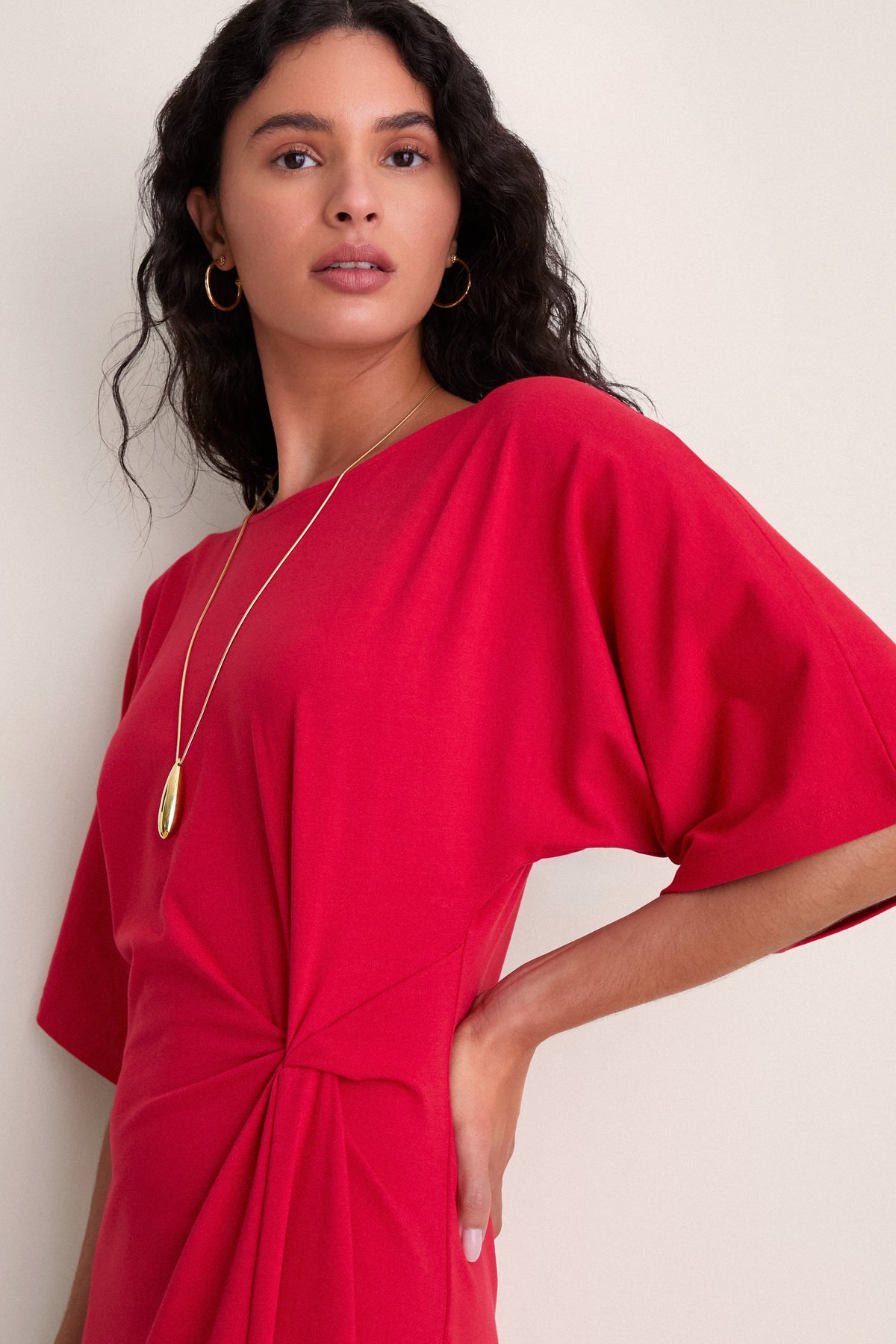 Apple Red Jersey Lisette Midi Dress