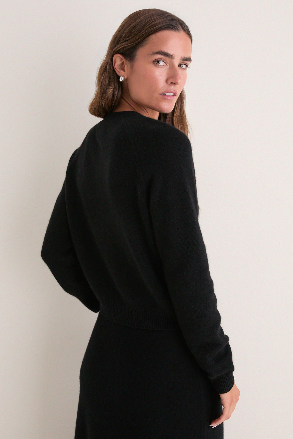 Black Cashmere Embellished Button Lillian Cardigan