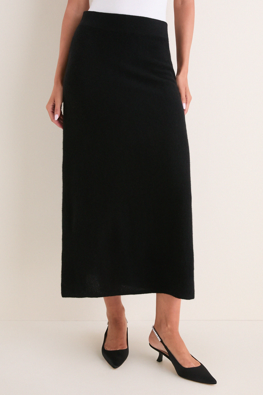 Black Cashmere Maeve Midi Skirt