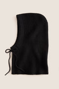 Black Cashmere Ribbed Balaclava
