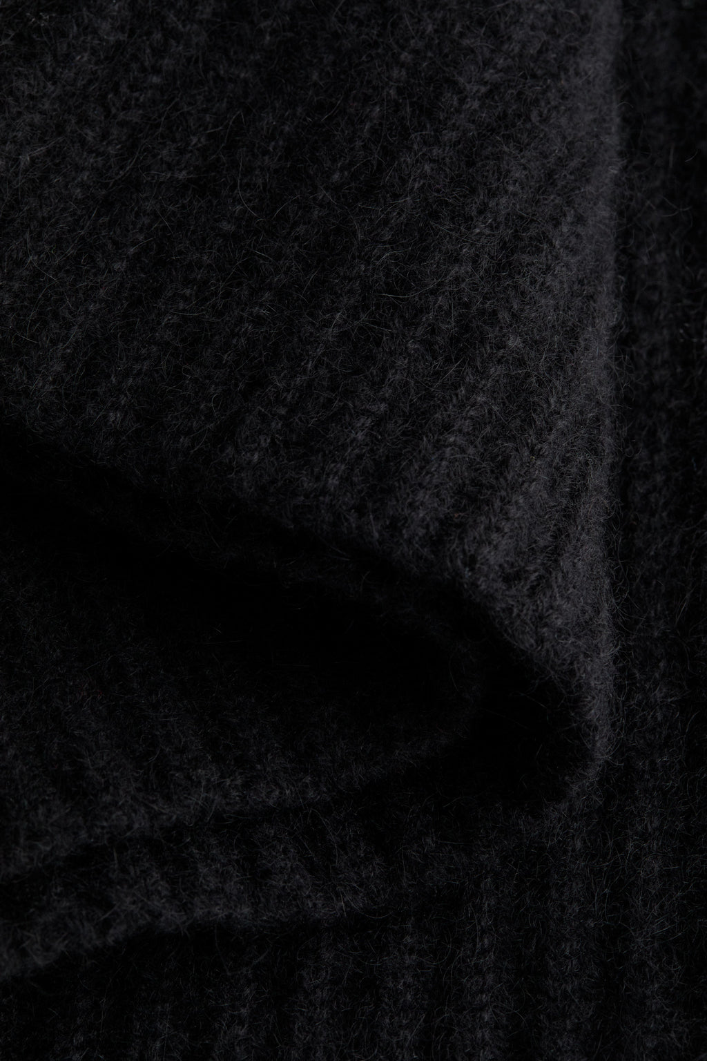 Black Cashmere Ribbed Balaclava