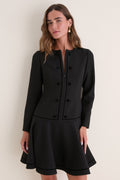 Black Velvet Trim Madeline Mini Dress