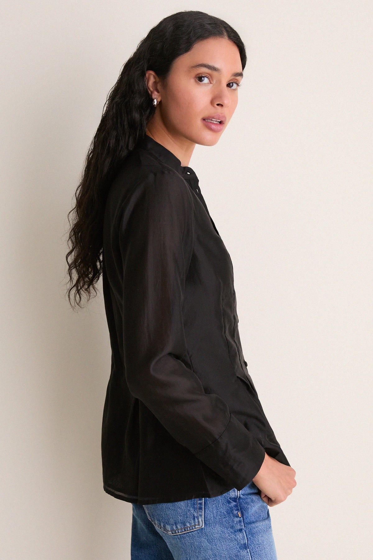 Black Tencel Organza Marella Blouse