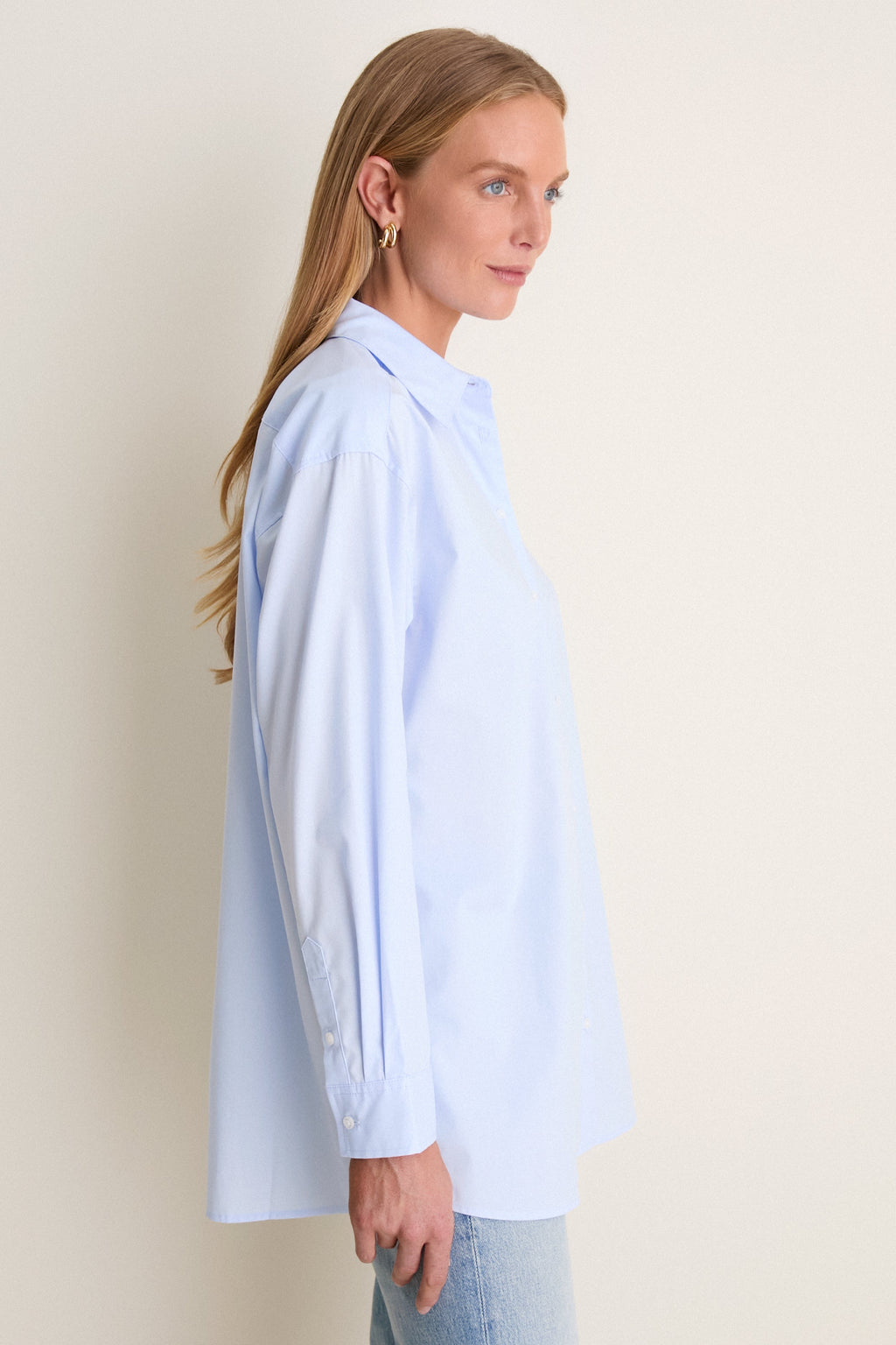 Blue Classic Cotton Chandler Boyfriend Button Down
