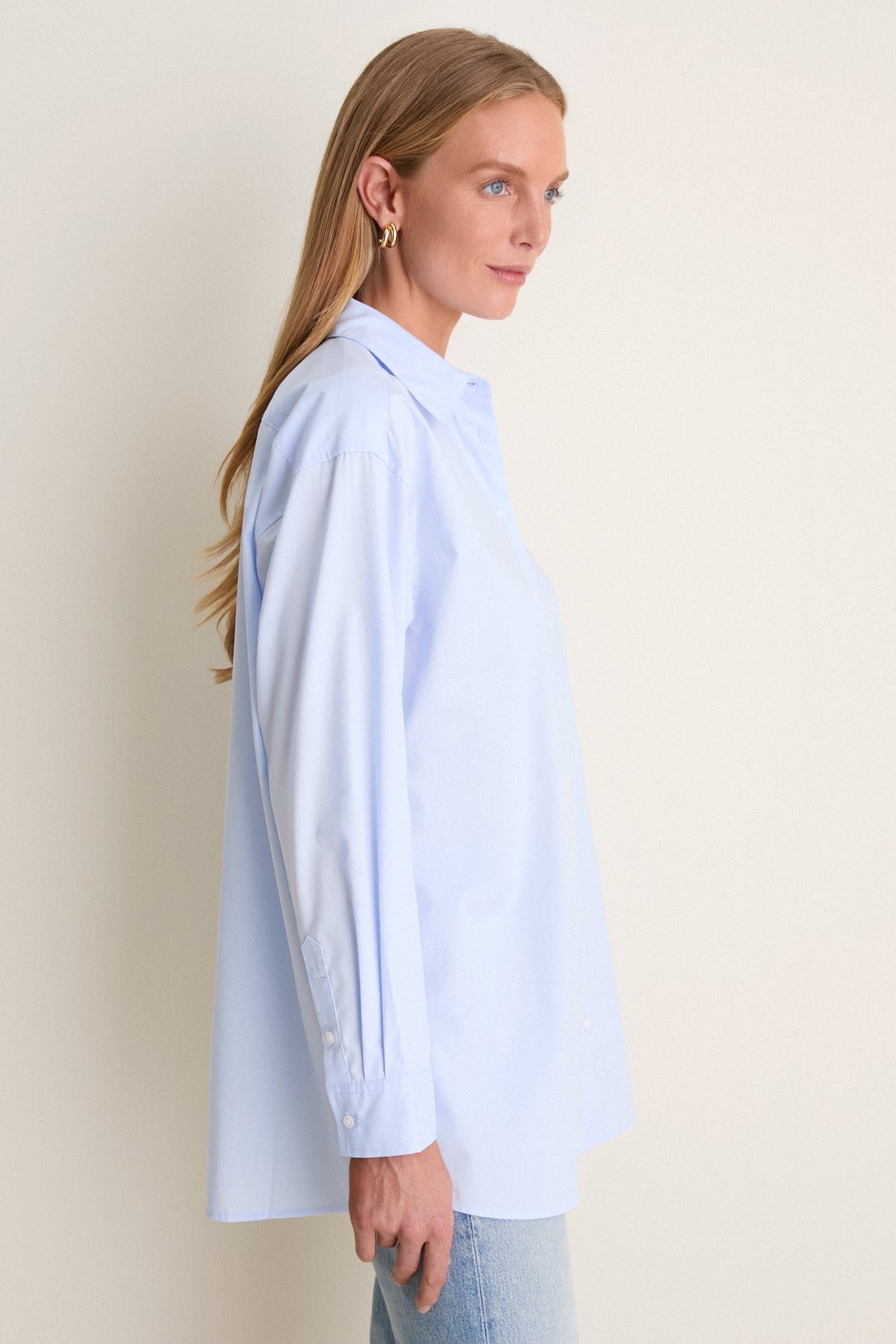 Blue Classic Cotton Chandler Boyfriend Button Down