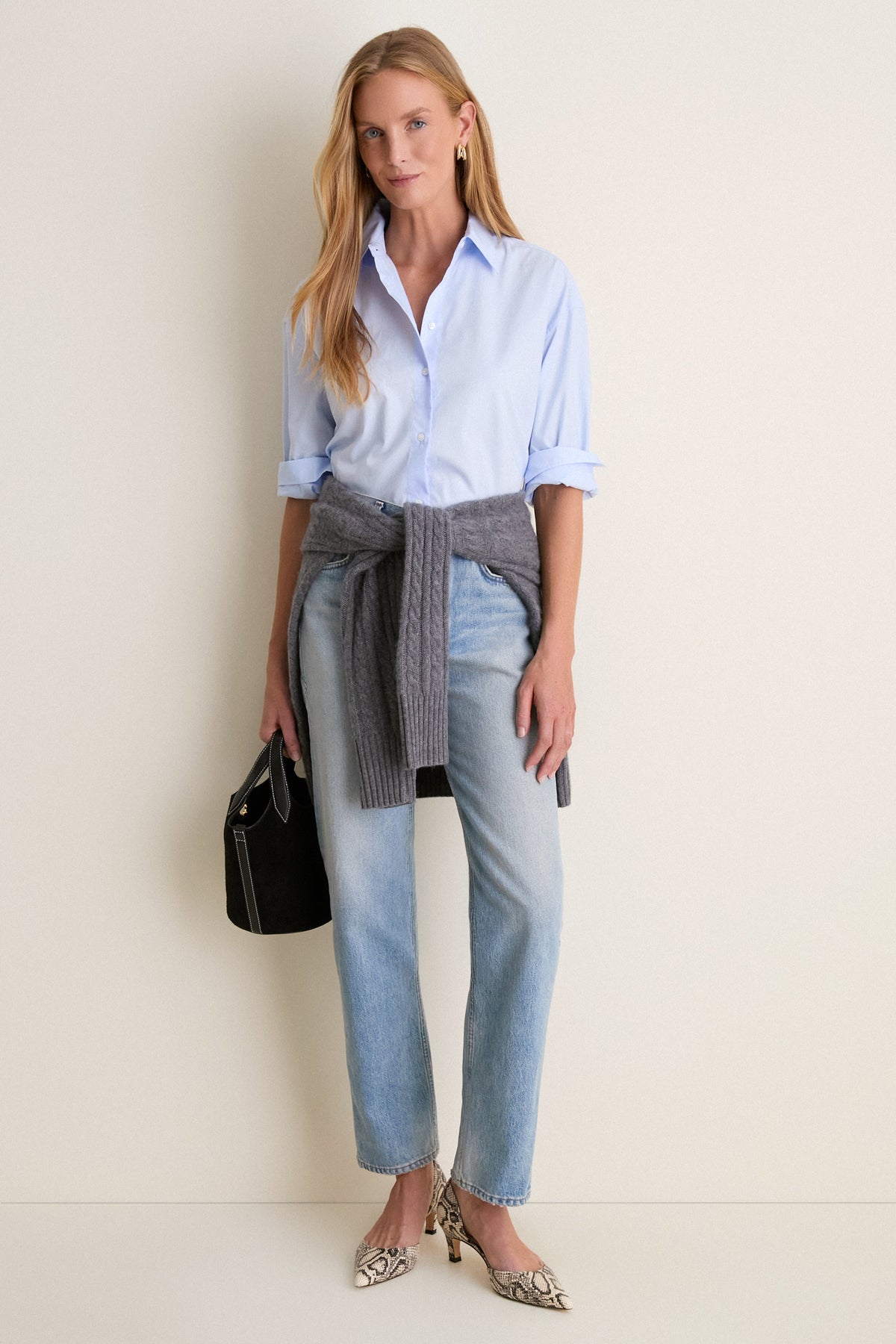Blue Classic Cotton Chandler Boyfriend Button Down