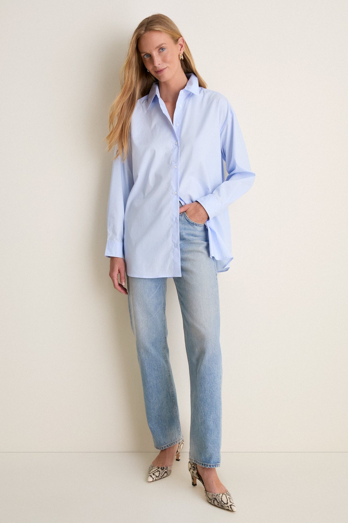 Blue Classic Cotton Chandler Boyfriend Button Down