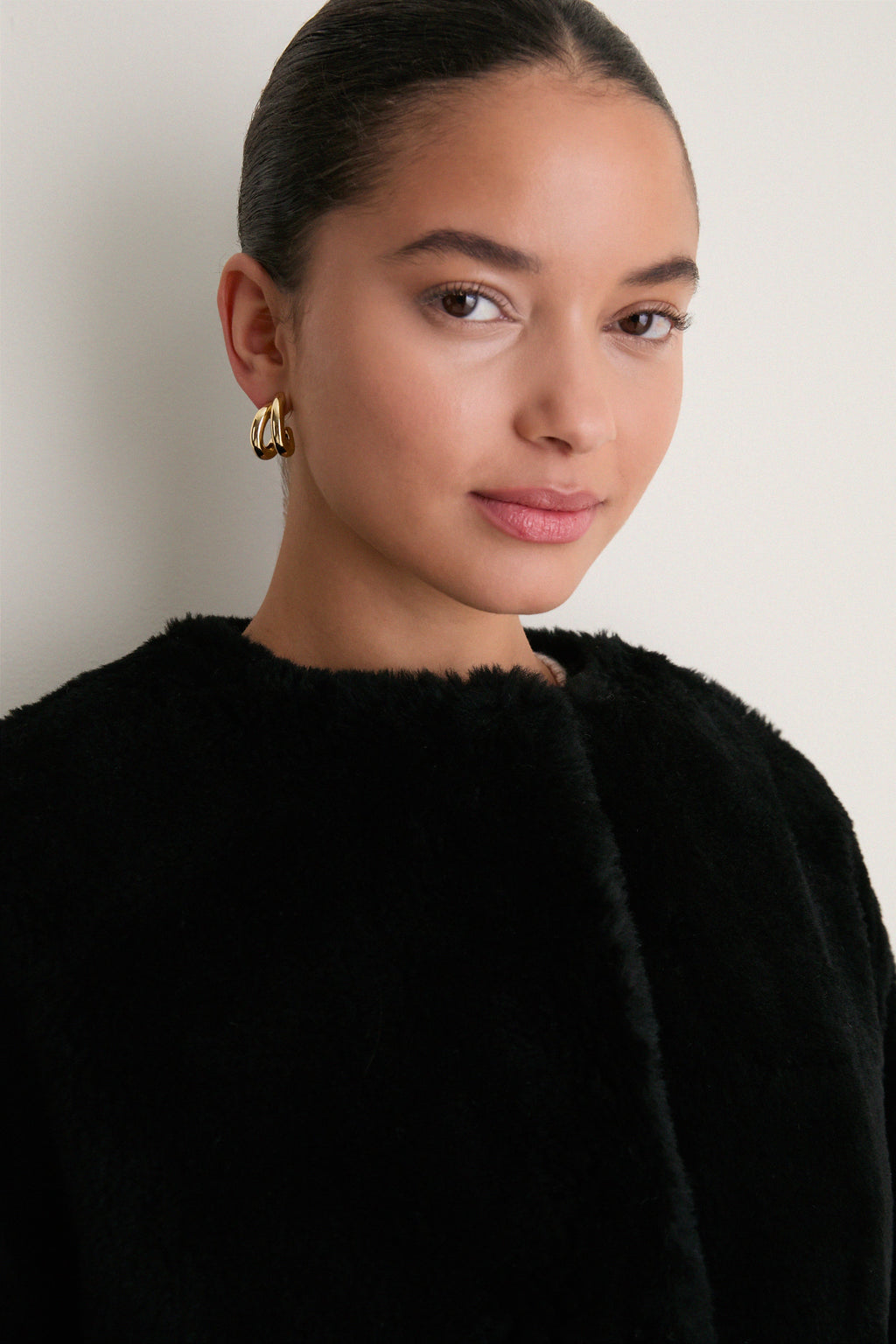 Black Martina Long Sherpa Coat