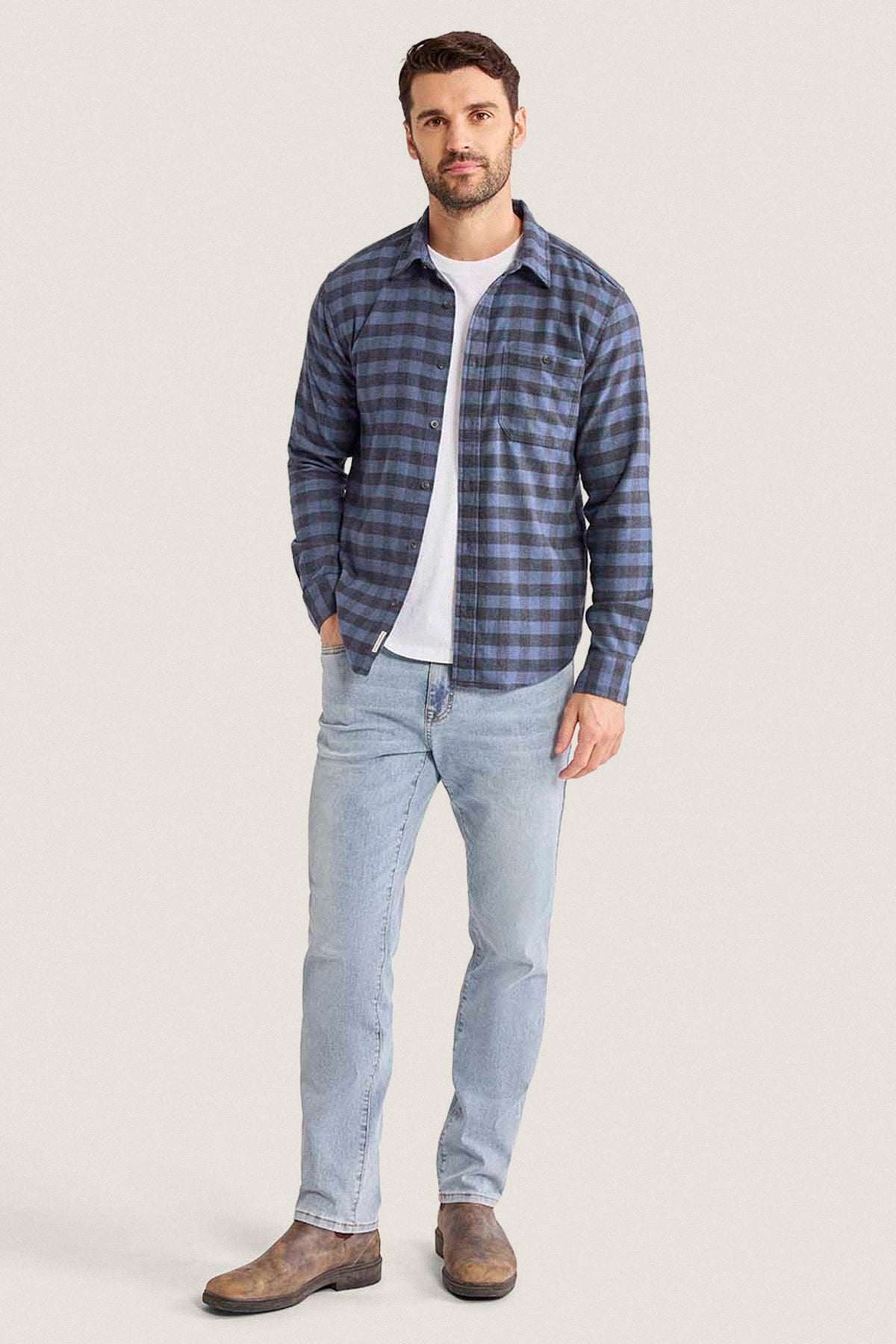 Blue Check Seaside Lightweight Flannel Shirt