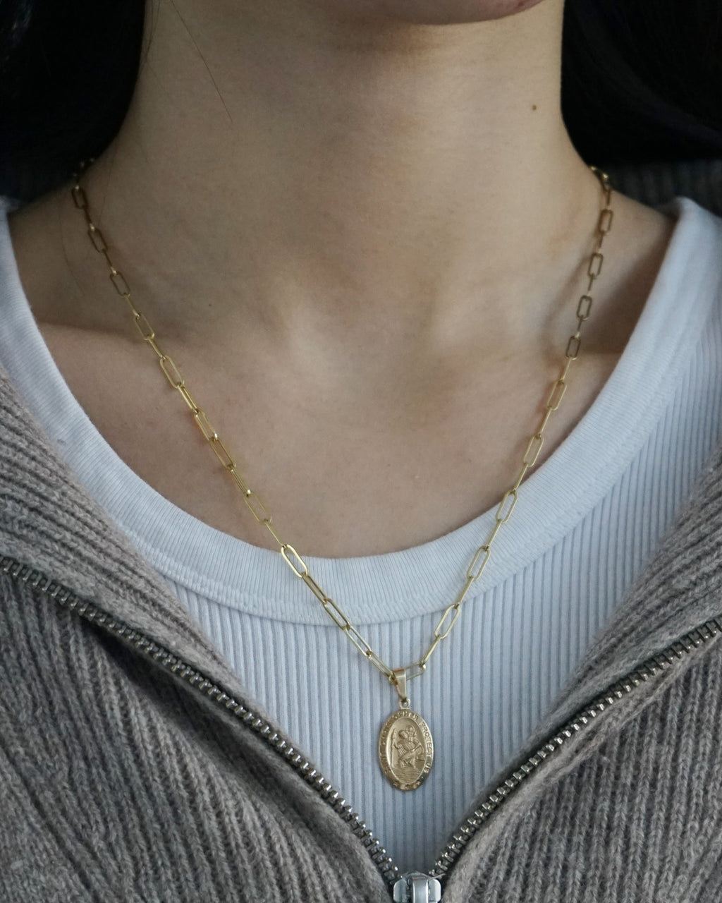 14k Gold Paperclip Chain Necklace