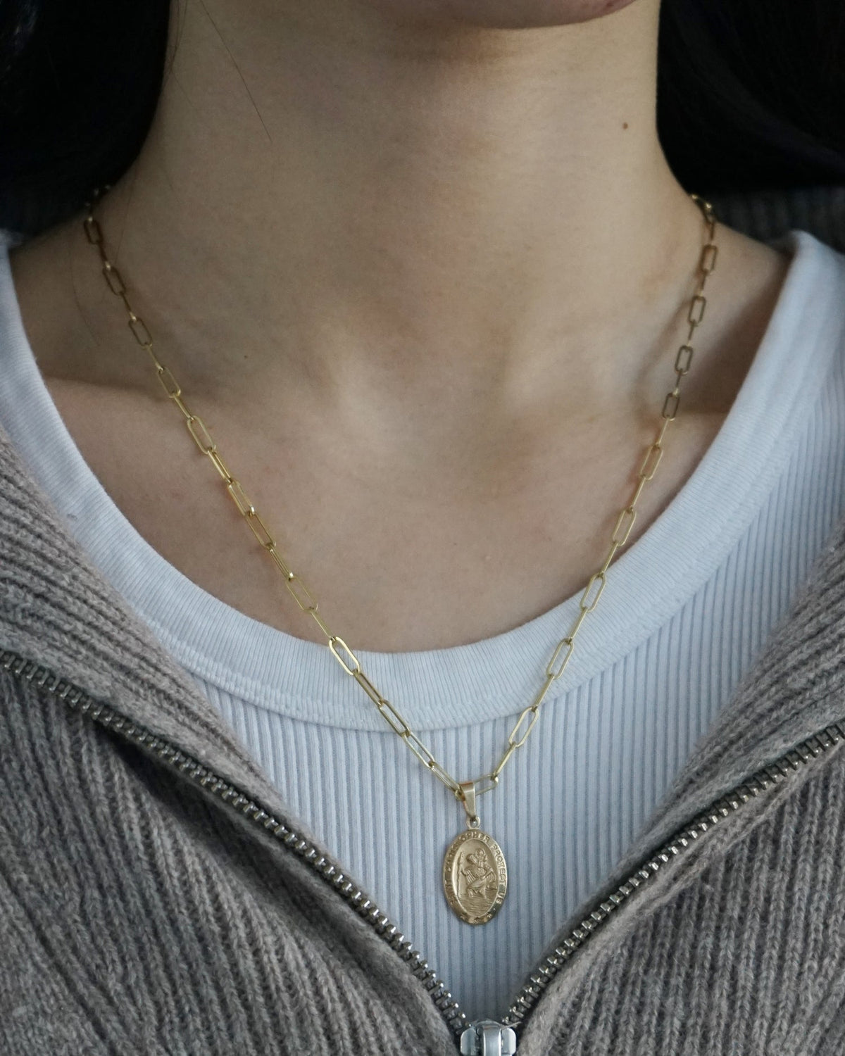 14k Gold Paperclip Chain Necklace