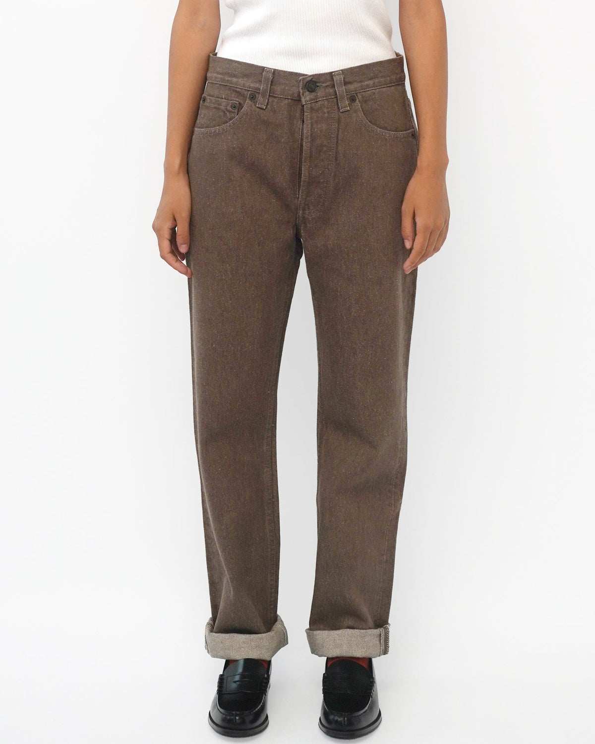 501 Straight Fit Brown Denim Pants / size: 28