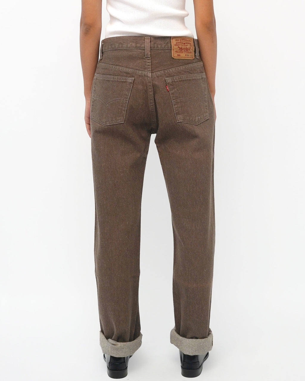 501 Straight Fit Brown Denim Pants / size: 28