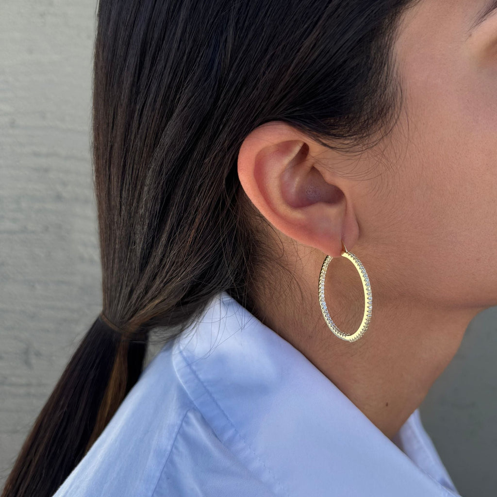 14k Gold Plated CZ Infinity Hoop Earrings