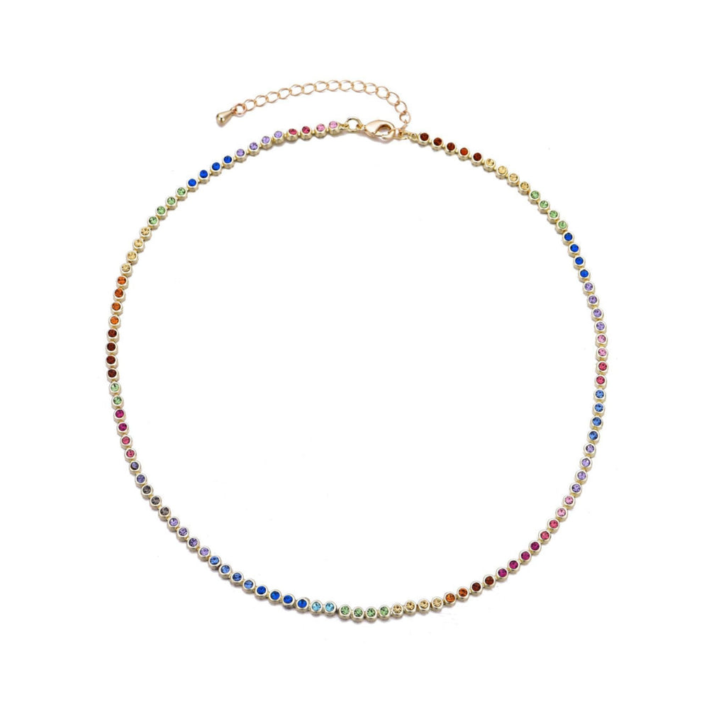14k Gold Plated Rainbow Tennis Neckalce
