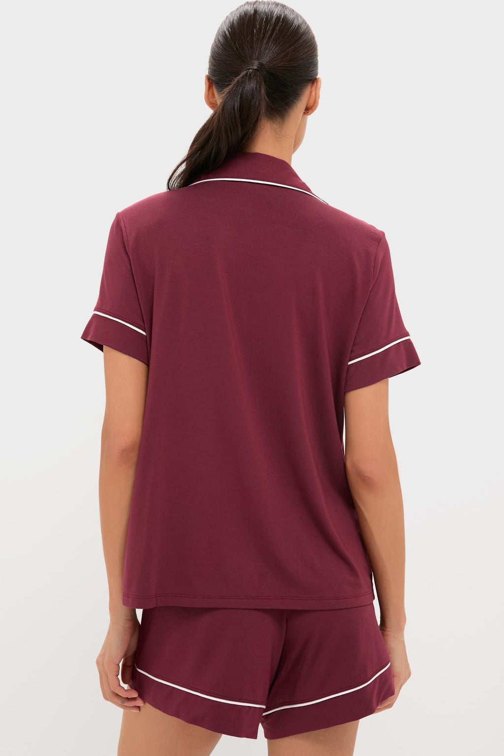 Bordeaux and Ivory Gisele Relaxed Short PJ Set