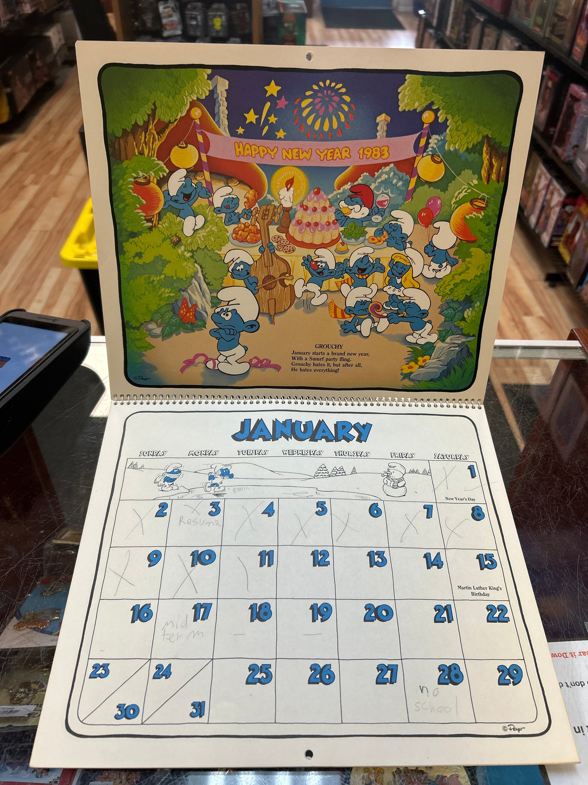 16 Month Calender -1982/1983- (Vintage Smurfs, Schleich Peyo)