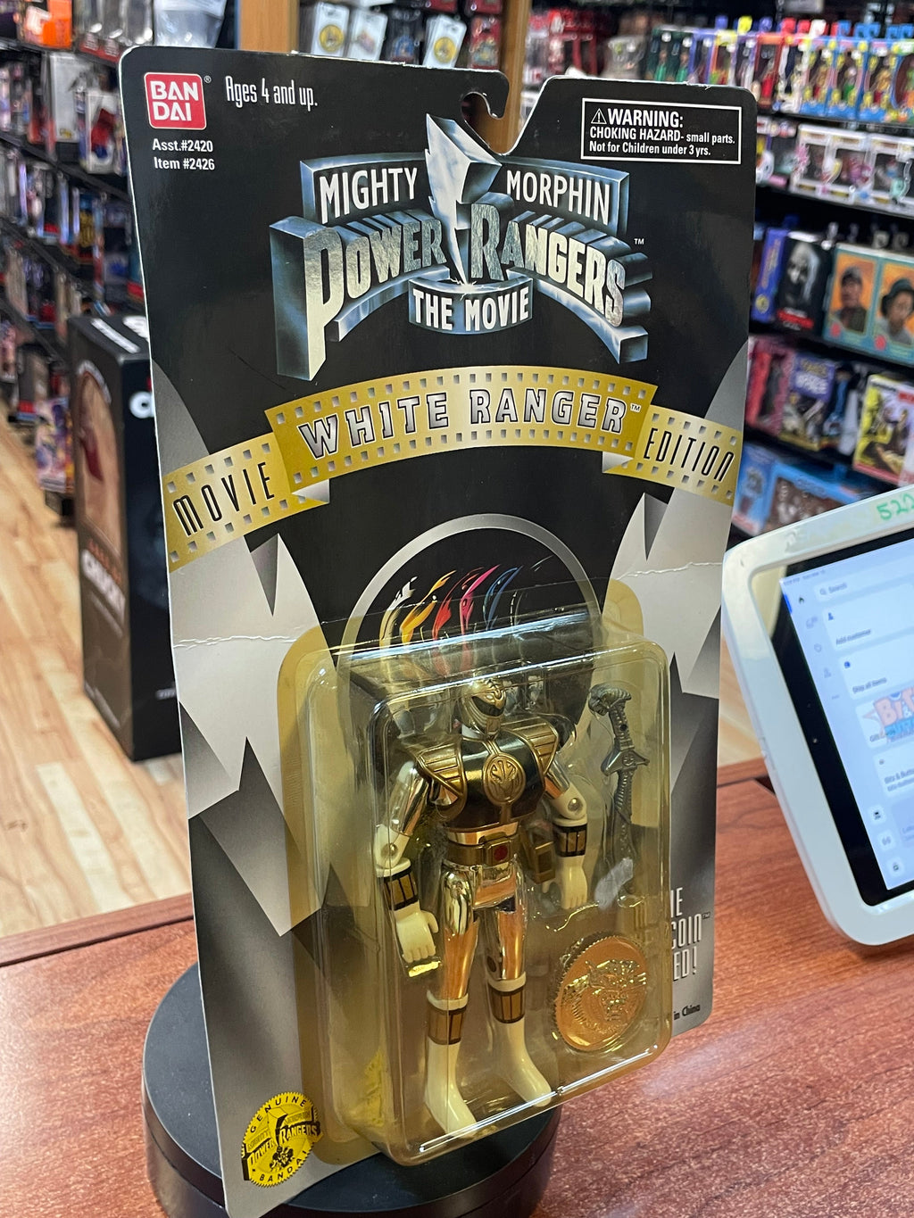 Auto Morphin Metallic White Ranger (Vintage MMPR Power Rangers, Bandai) **SEALED**