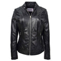 Womens Real Leather Biker Jacket Zip up Casual Connie Black