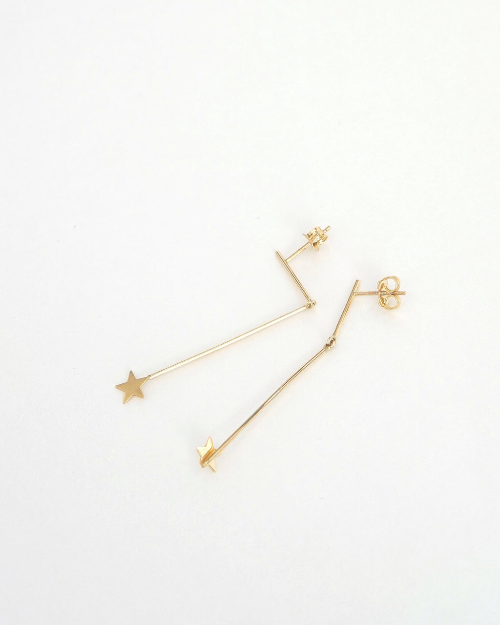 14K Gold Star Drop Earrings