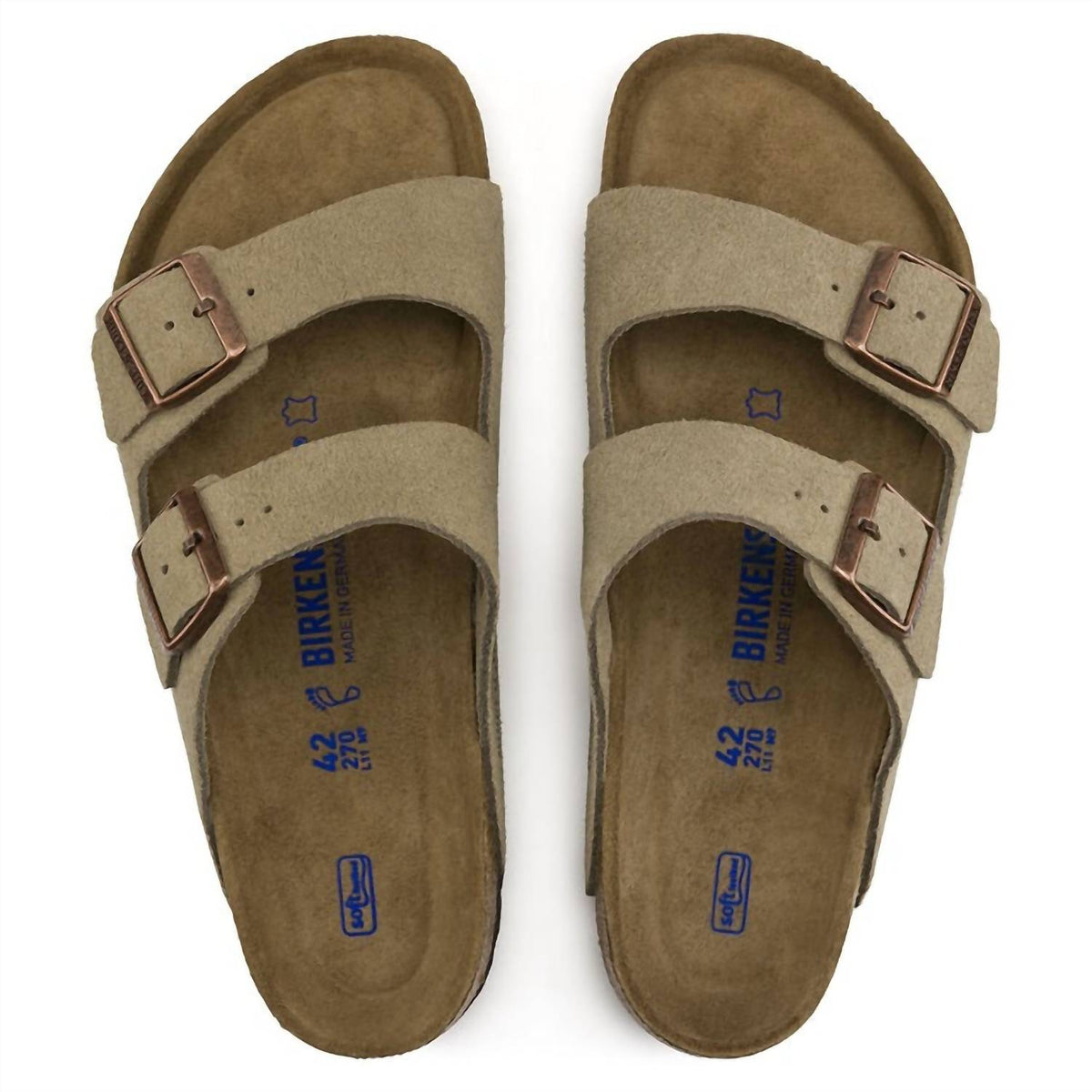 Unisex Arizona Suede Soft Footbed Sandals In Taupe
