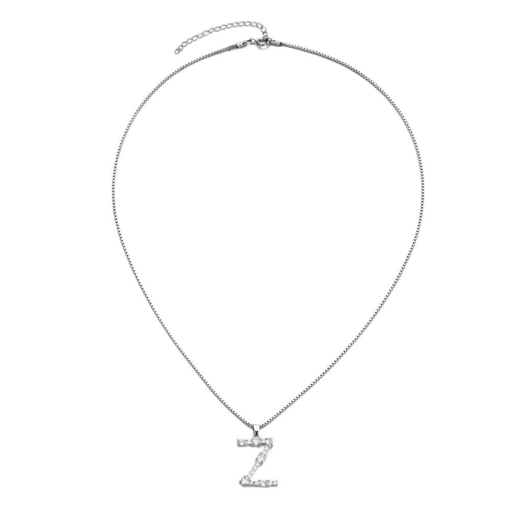 Silver Plated Mixed Stone Crystal Initial Necklace