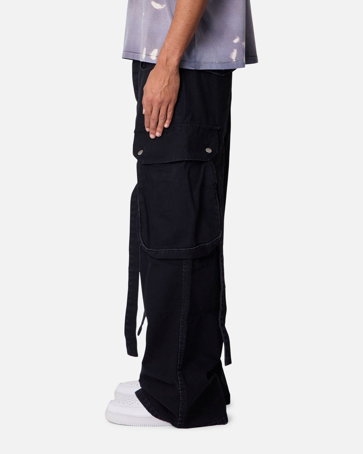 MNML Washed Cargo Pants Washed Black