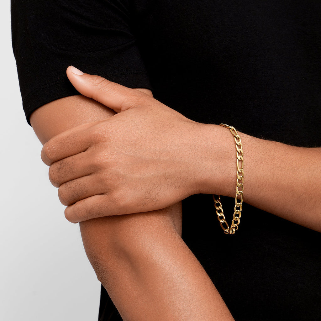 Adornia 7mm Figaro Chain Bracelet gold 9"